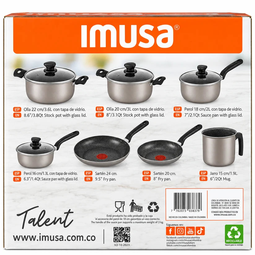 Juego De Ollas IMUSA Talent Triforce Antiadherente De 11 Piezas