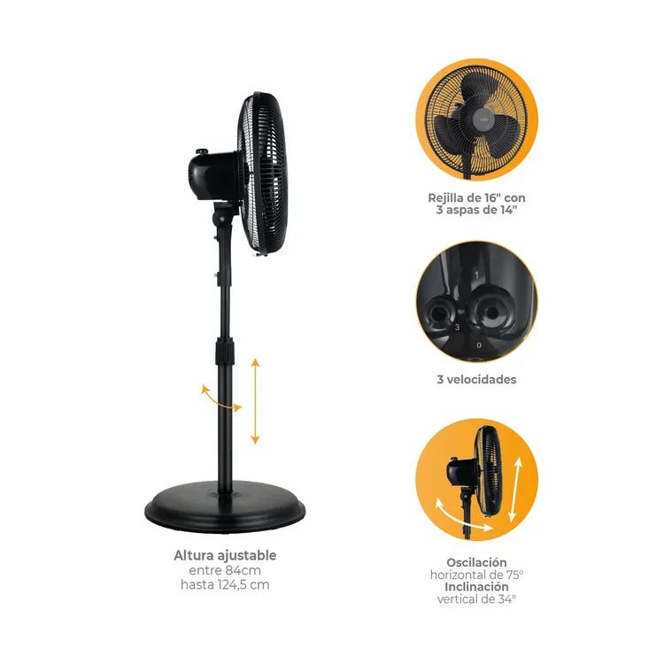 Ventilador De Piso Kalley K-V3N De 14 Pulgadas, 3 Velocidades
