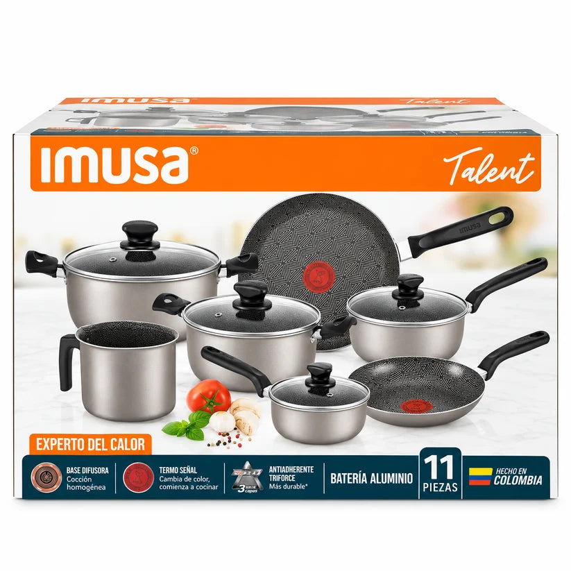 Juego De Ollas IMUSA Talent Triforce Antiadherente De 11 Piezas