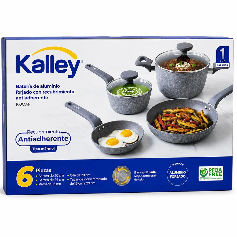 Juego De Ollas Kalley 6 Piezas Aluminio Forjado Antiadherente