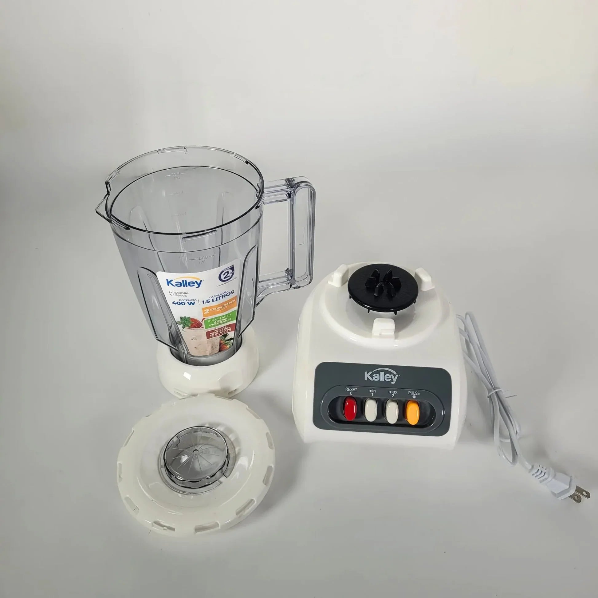 Licuadora Kalley 400w 1.5 Litros Vaso Acrílico