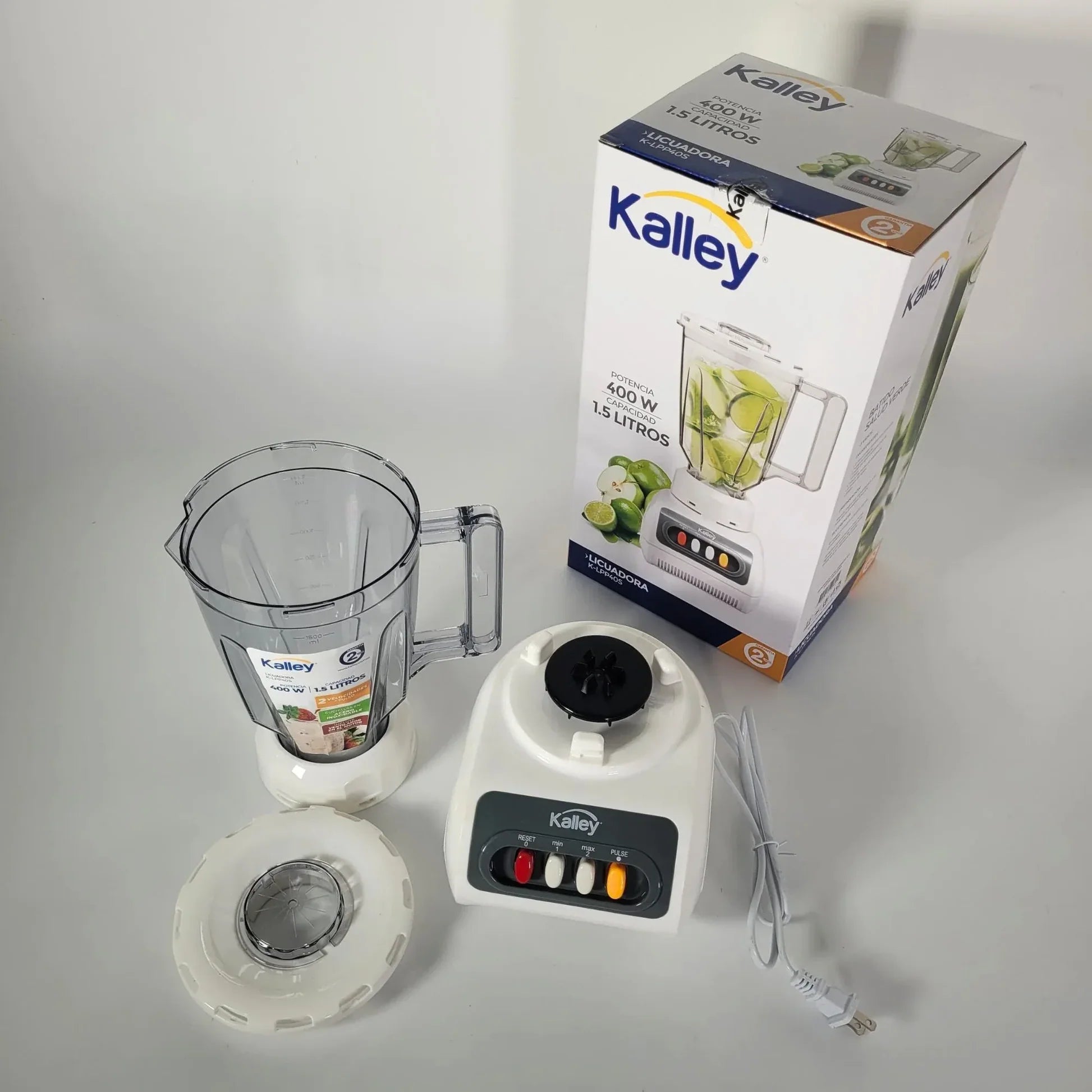 Licuadora Kalley 400w 1.5 Litros Vaso Acrílico