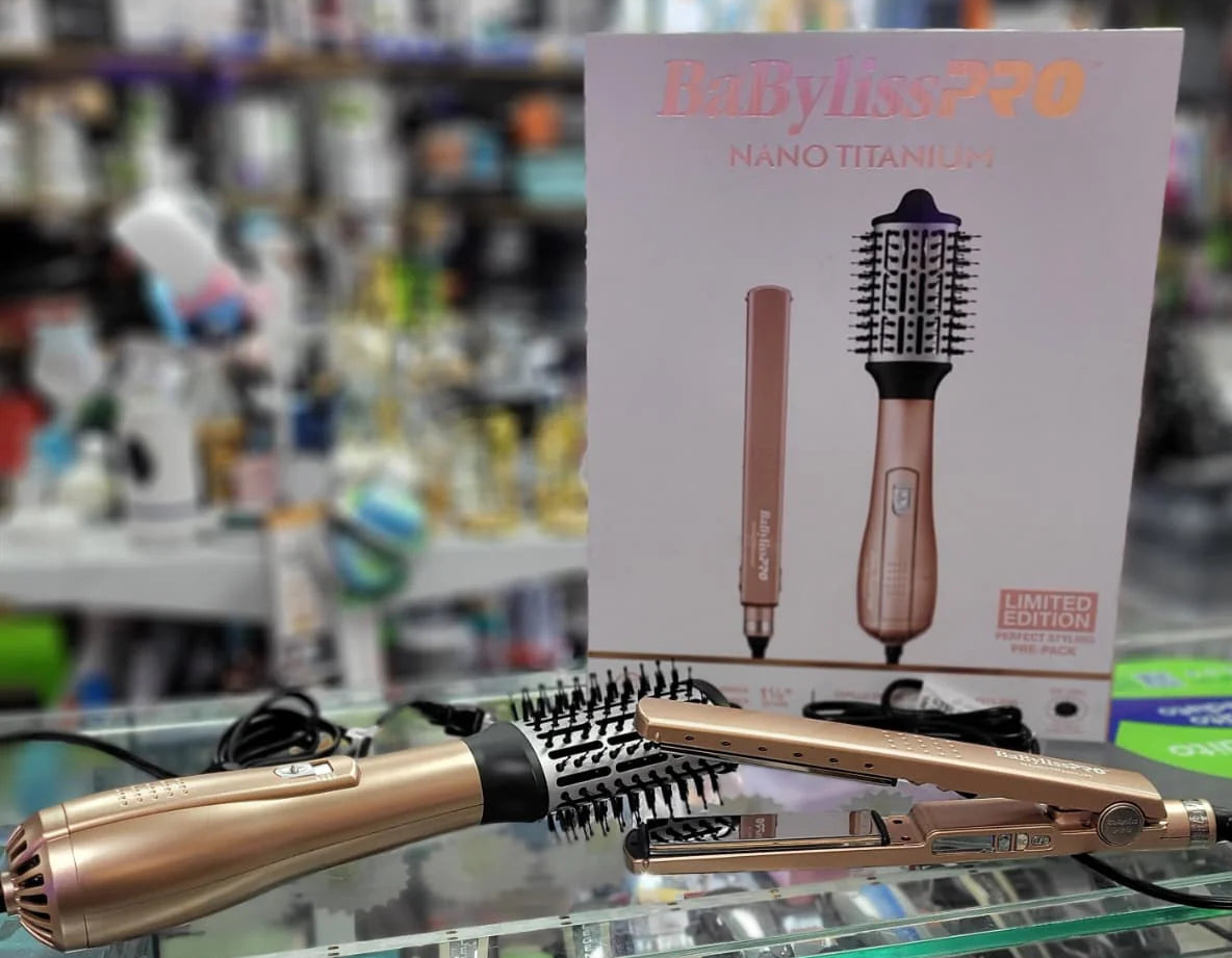 Combo Baby Liss Rosa Gold - Plancha Digital Mediana + Cepillo Secador