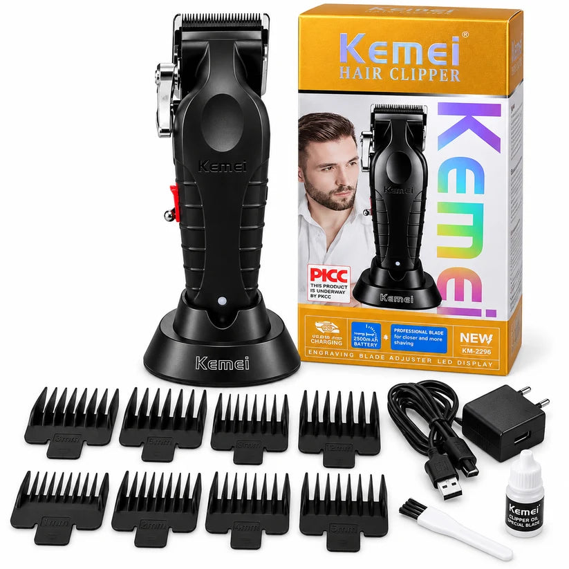 Máquina De Motilar Kemei KM-2296 Inalámbrica Con Base De Carga